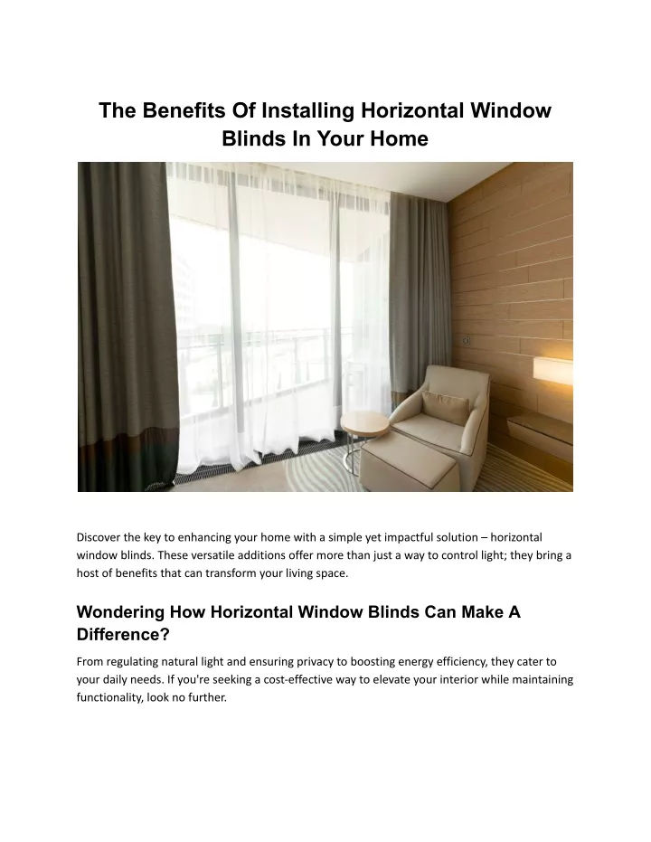 the benefits of installing horizontal window