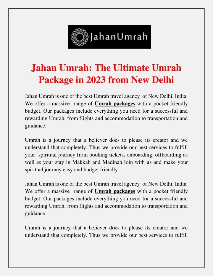 jahan umrah the ultimate umrah package in 2023