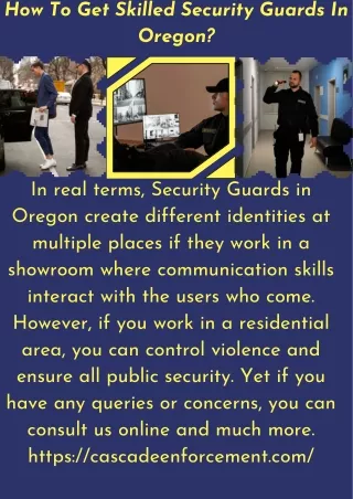How To Get Skilled Security Guards In Oregon