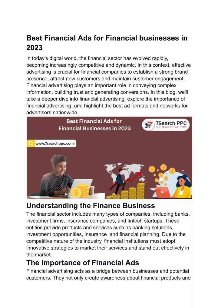 best financial ads for financial businesses