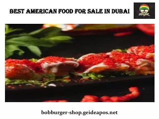 Best American Food For Sale In Dubai-BOB Burger LLC