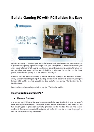 build a gaming pc with pc builder it s easy