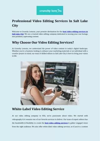 Professional Video Editing Services In Salt Lake City