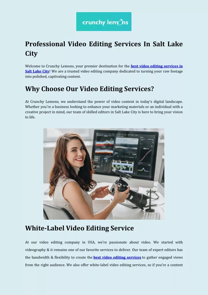 professional video editing services in salt lake