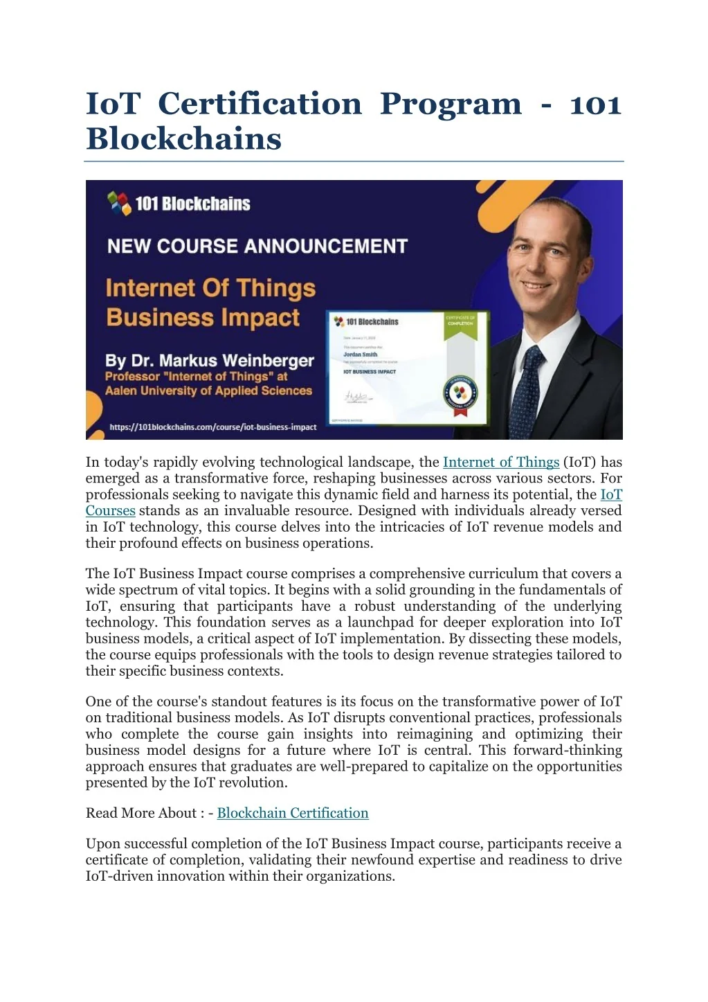 PPT - IoT Certification Program - 101 Blockchains PowerPoint ...