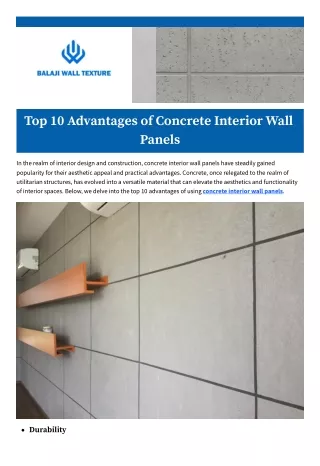 Top 10 Advantages of Concrete Interior Wall Panels