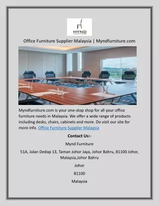 Office Furniture Supplier Malaysia | Myndfurniture.com