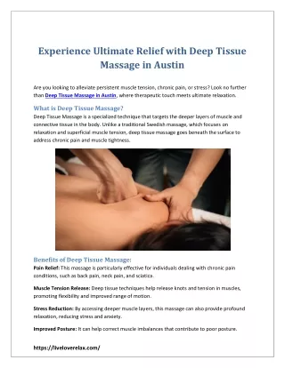 Experience Ultimate Relief with Deep Tissue Massage in Austin