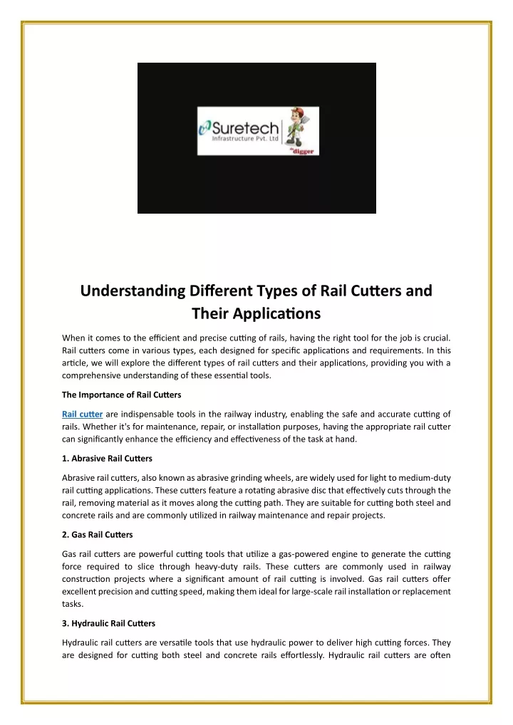 understanding different types of rail cutters