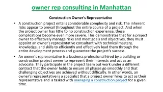 owner rep consulting in Manhattan