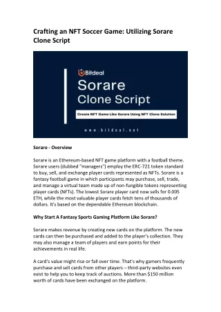 crafting an nft soccer game utilizing sorare