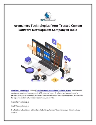 acemakers technologies your trusted custom