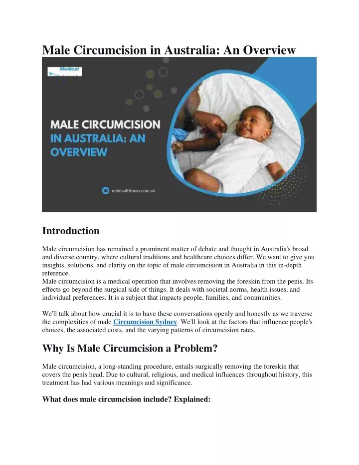 male circumcision in australia an overview