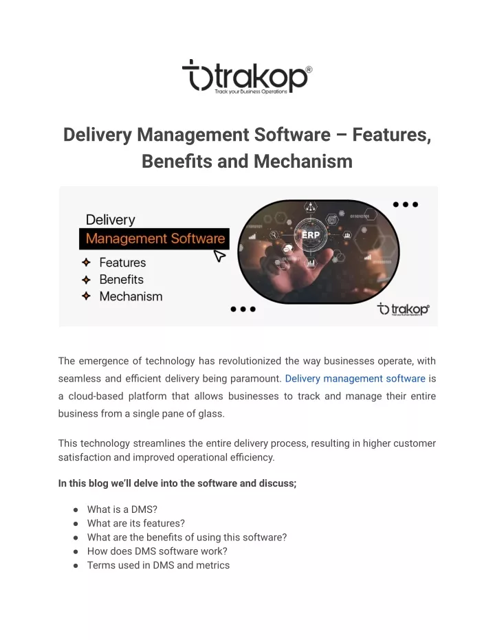 delivery management software features benefits
