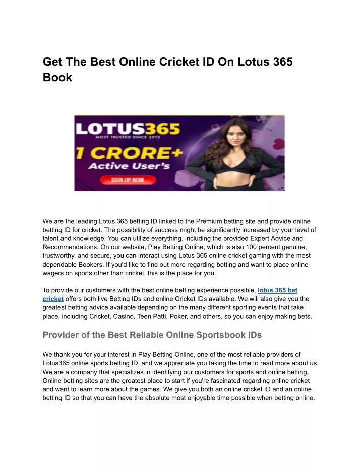 get the best online cricket id on lotus 365 book