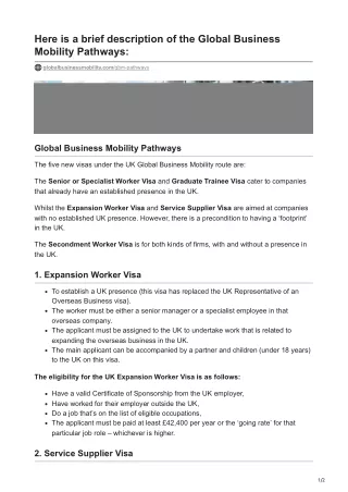 Here is a brief description of the Global Business Mobility Pathways