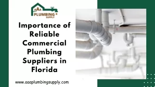 Importance of Reliable Commercial Plumbing Suppliers in Florida