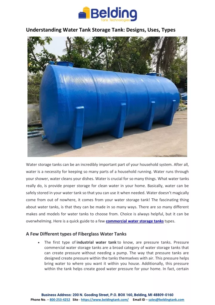 understanding water tank storage tank designs