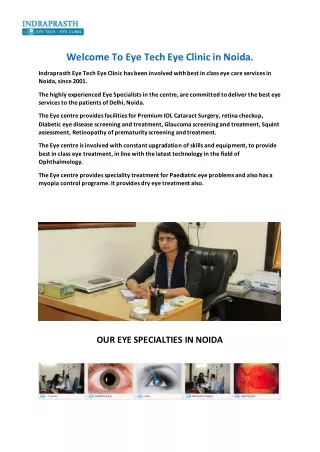 Welcome To Eye Tech Eye Clinic in Noida