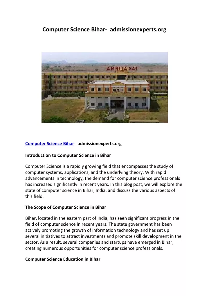 computer science bihar admissionexperts org