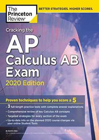 Download Book [PDF] Cracking the AP Calculus AB Exam, 2020 Edition: Practice Tests & Proven