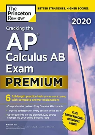 Read ebook [PDF] Cracking the AP Calculus AB Exam 2020, Premium Edition: 6 Practice Tests