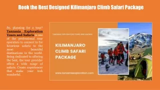 Book the Best Designed Kilimanjaro Climb Safari Package