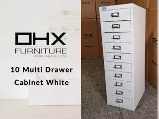 Get Organized with OHX Furniture 10 Multi Drawer Cabinet White with Sliding Rail