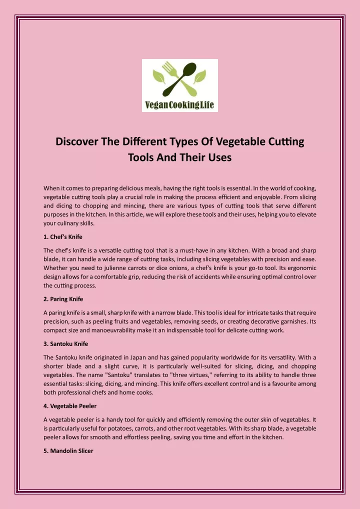 discover the different types of vegetable cutting