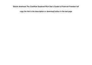 Ebook download The Cashflow Quadrant Rich Dad s Guide to Financial Freedom full