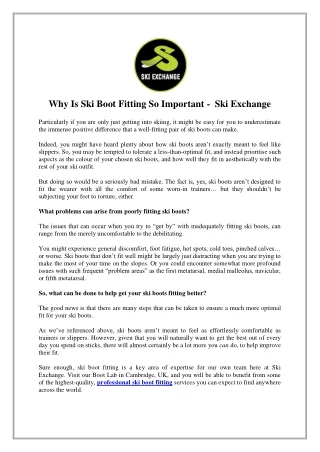 why is ski boot fitting so important ski exchange