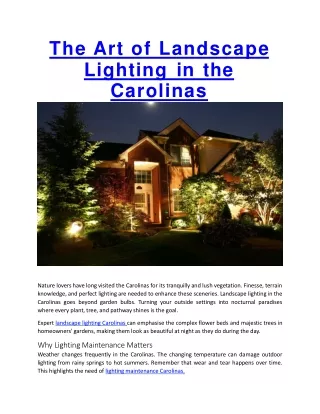 The Art of Landscape Lighting in the Carolinas