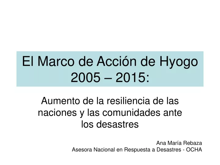 el marco de acci n de hyogo 2005 2015