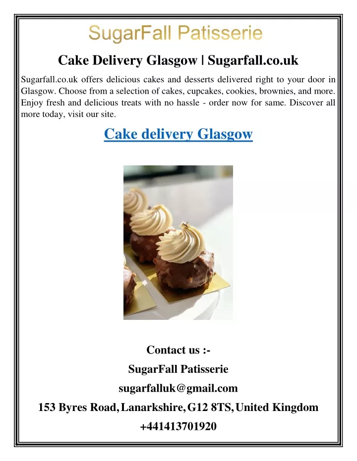 cake delivery glasgow sugarfall co uk