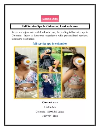 Full Service Spa In Colombo  Lankaads.com