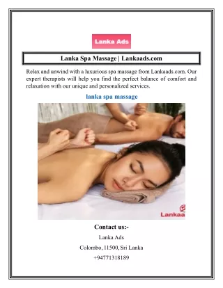 Lanka Spa Massage  Lankaads.com