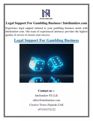 Legal Support For Gambling Business