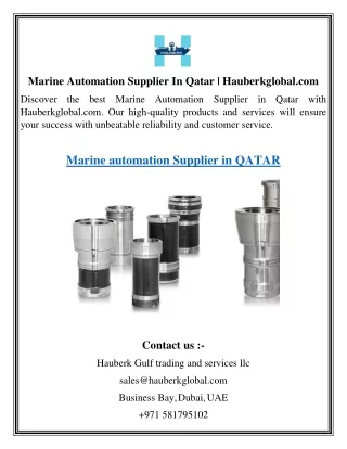 Marine Automation Supplier In Qatar