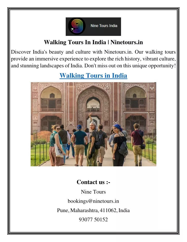 walking tours in india ninetours in