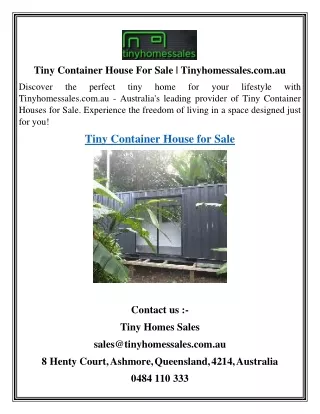Tiny Container House For Sale