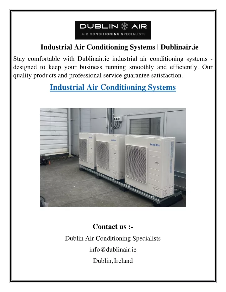 industrial air conditioning systems dublinair ie