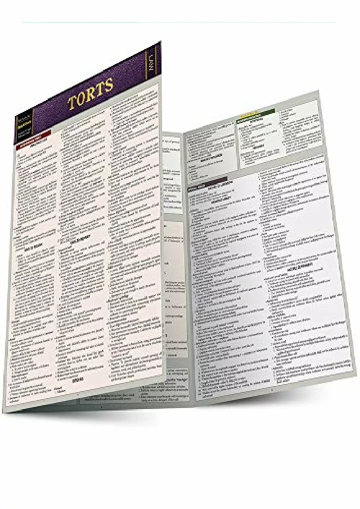 torts quickstudy laminated reference guide