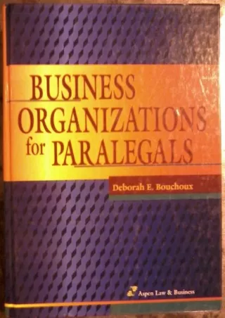 EPUB DOWNLOAD Business Organizations for Paralegals free