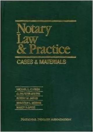PDF KINDLE DOWNLOAD Notary Law & Practice: Cases & Materials full