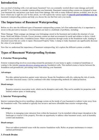 Basement Waterproofing Systems: Which One is Right for You?