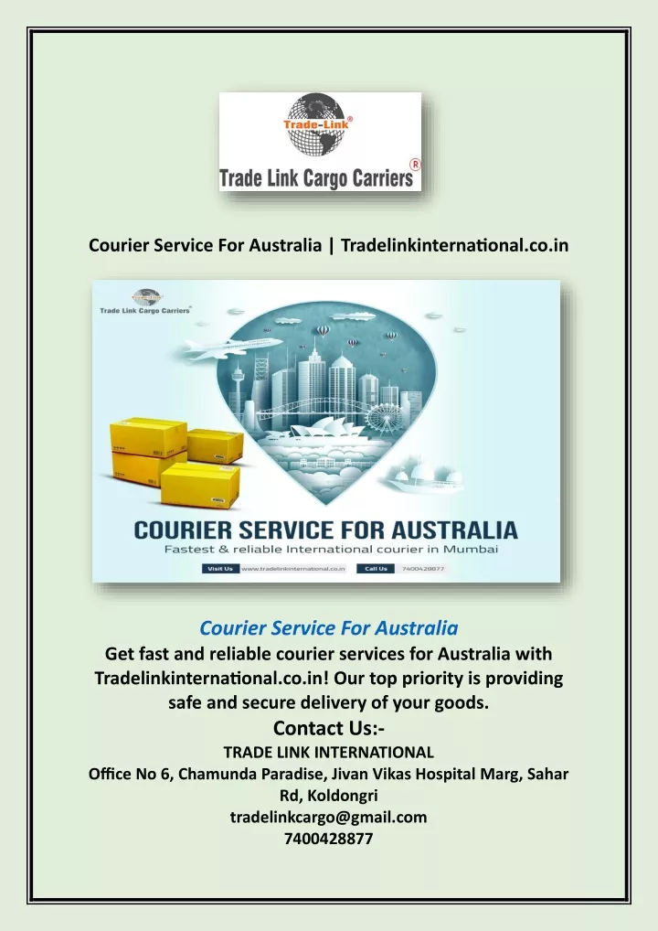 courier service for australia