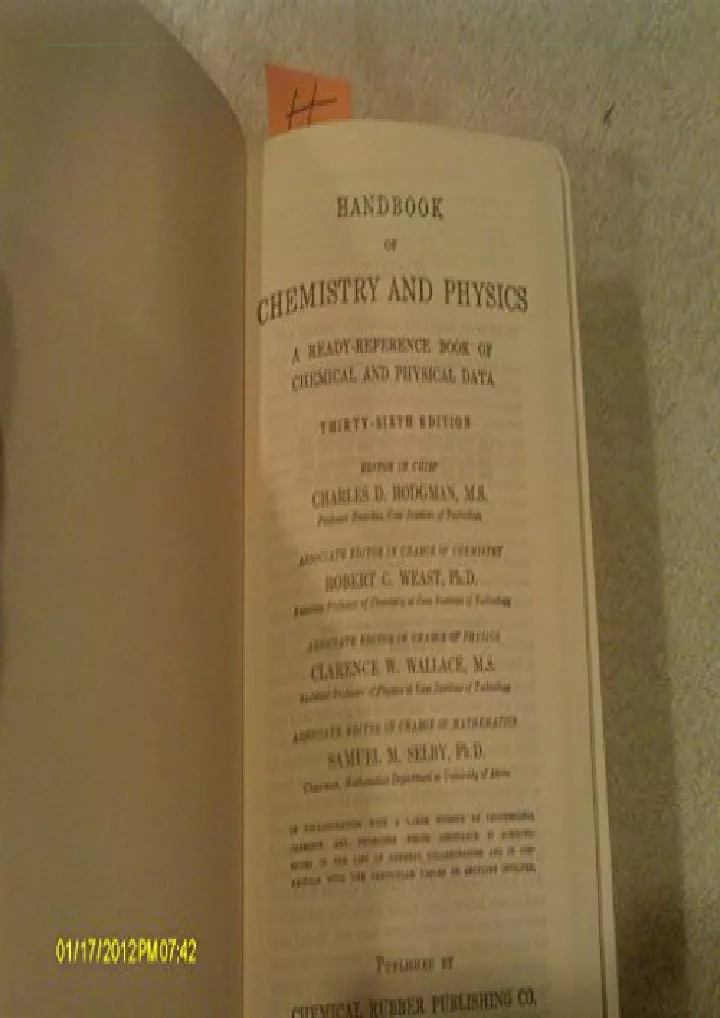 crc handbook of chemistry physics 36th edition