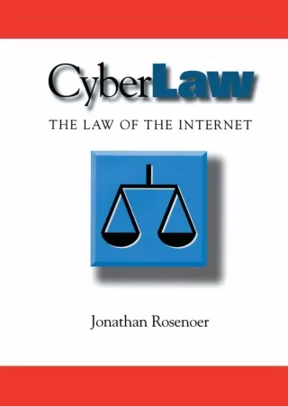 PDF CyberLaw: The Law of the Internet (Ima Volumes in Mathematics and Its)