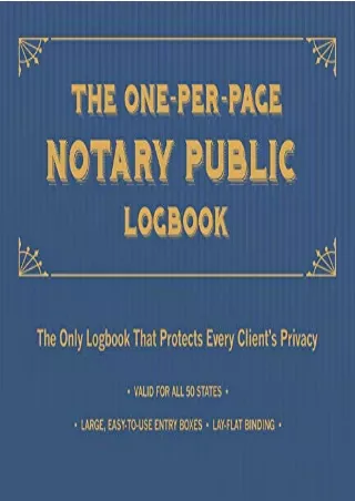 EPUB DOWNLOAD The One-Per-Page Notary Public Logbook: The Only Logbook that