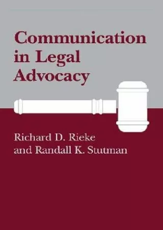 PDF BOOK DOWNLOAD Communication in Legal Advocacy (Studies in Communication